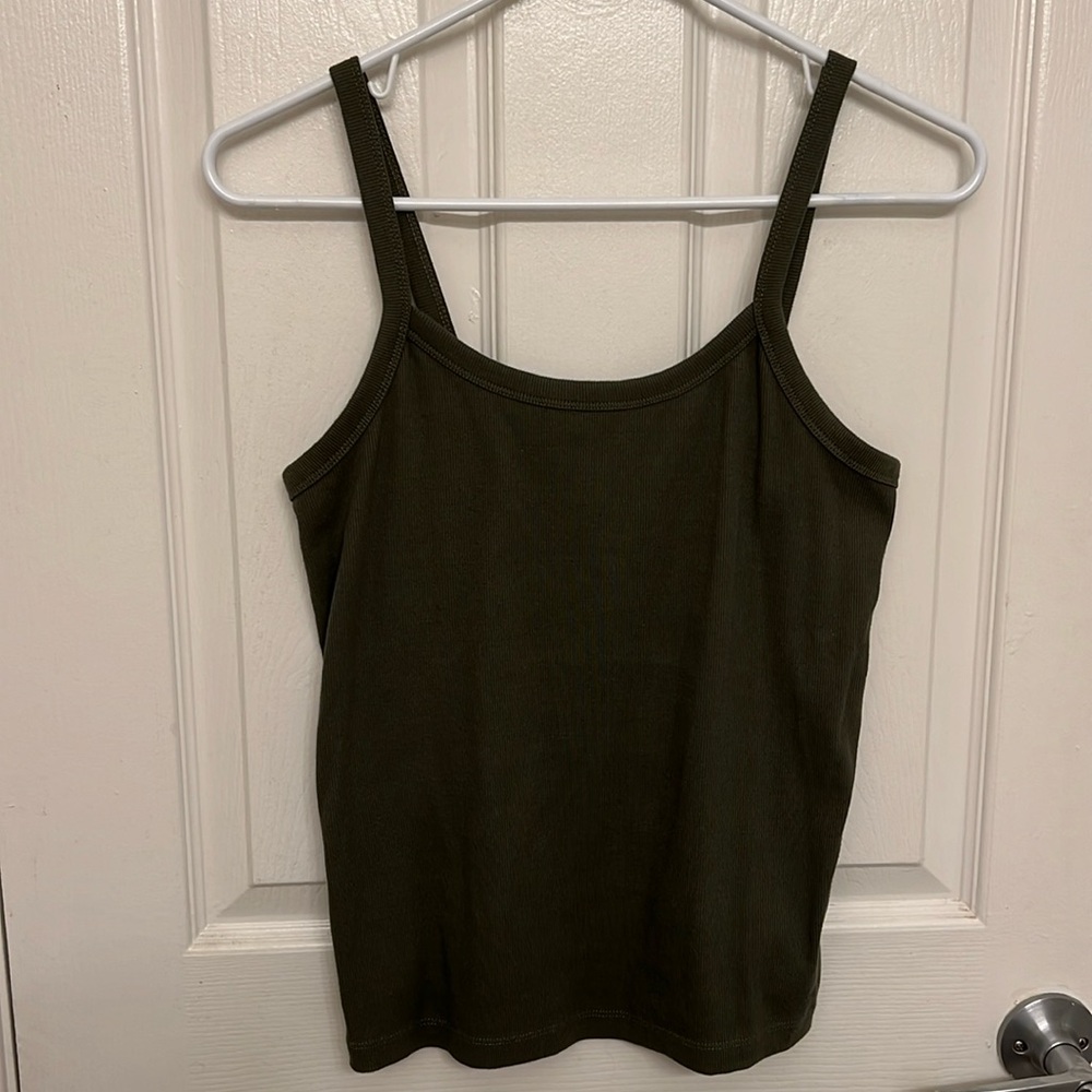 Green ribbed tank top